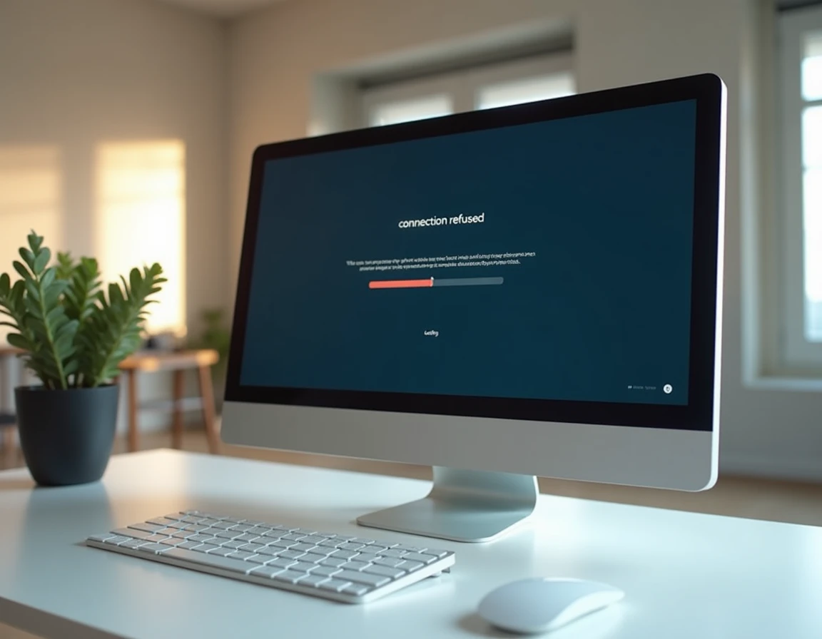 Écran d'ordinateur affichant une erreur de connexion refusée sur un navigateur web