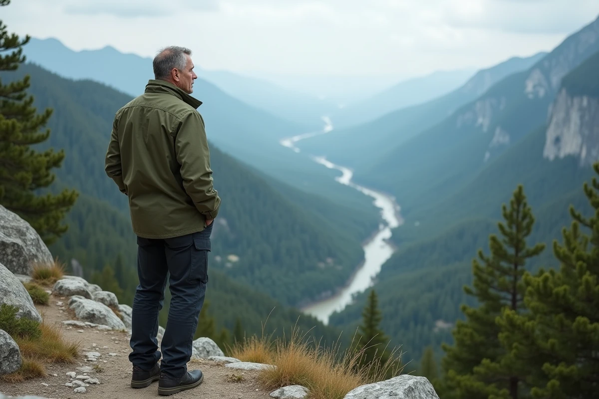 Voyageur contemplant un panorama montagneux lors d'une escapade nature dans une destination incontournable